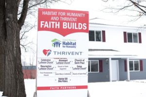 Habitat for Humanity and Thrivent Faith Builds sign